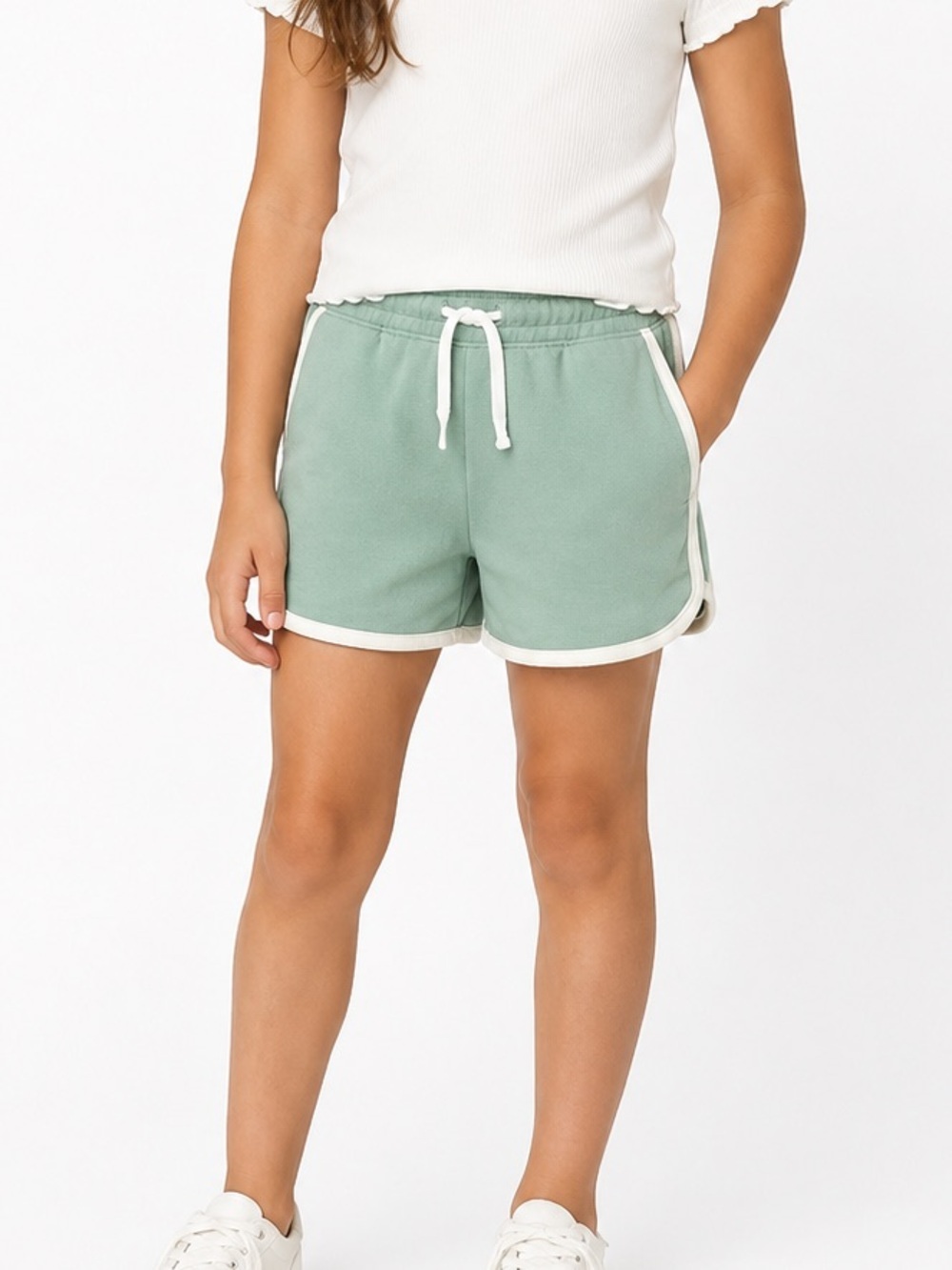 🆓 $0 WITH PURCHASE - OLD NAVY NWT Mint Dolphin Shorts Retro Girls Sz M 8 Youth
